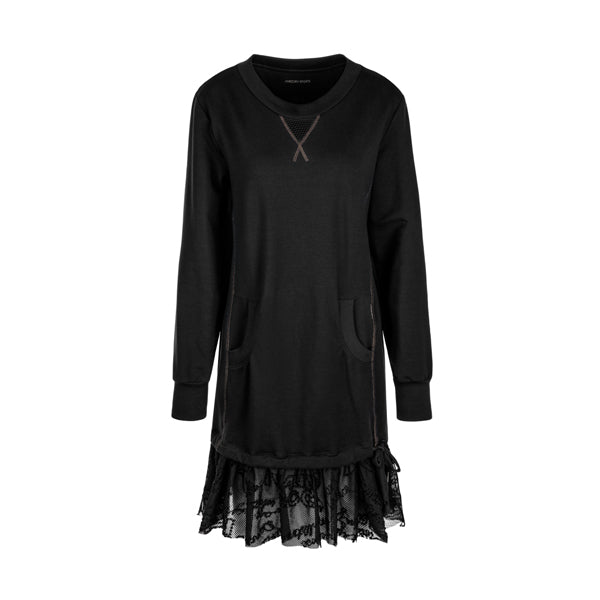 Dress with mesh flounce