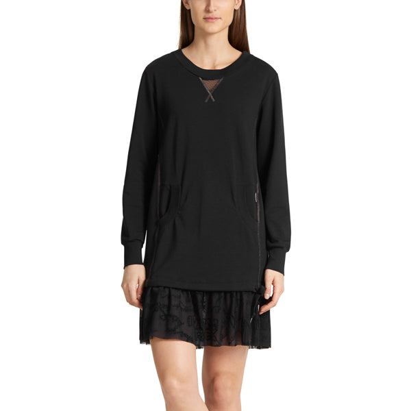 Dress with mesh flounce
