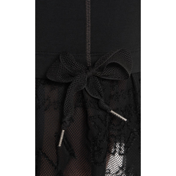 Dress with mesh flounce