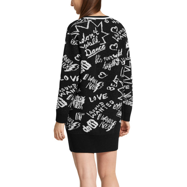Knitted dress with slogans