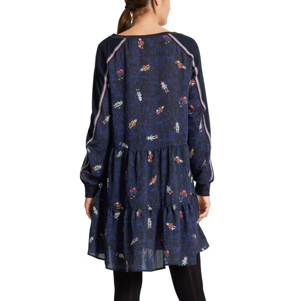 Crepe dress with flounces