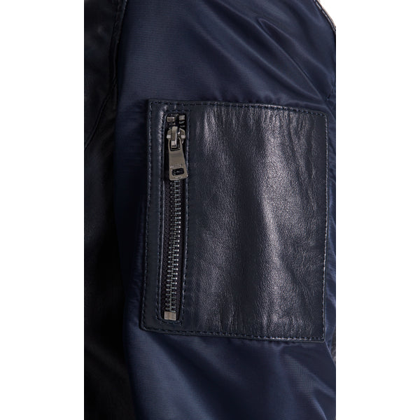 Leather bomber-style jacket