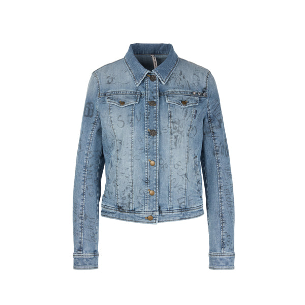Jeans jacket with lion appliqué