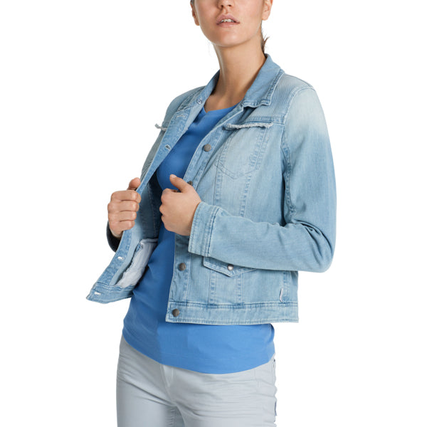 Jeans jacket with tiger embossing