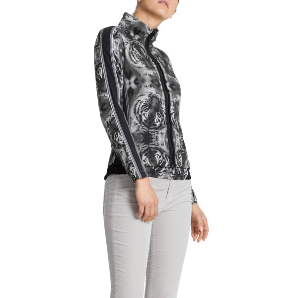 Fine-knit jacket with tiger print
