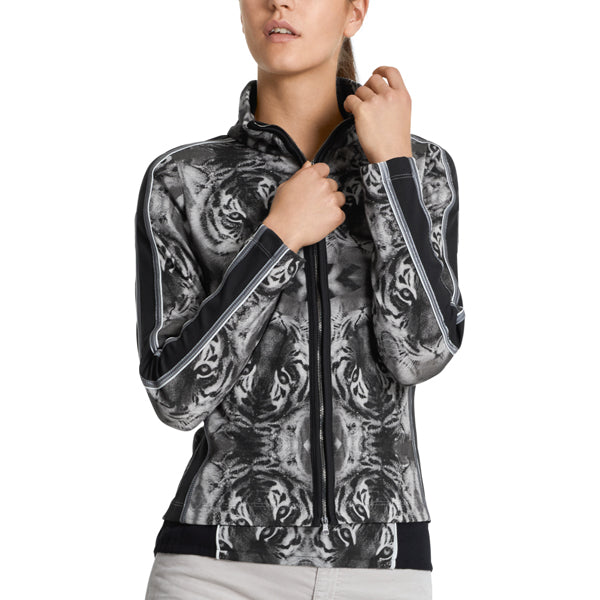 Fine-knit jacket with tiger print