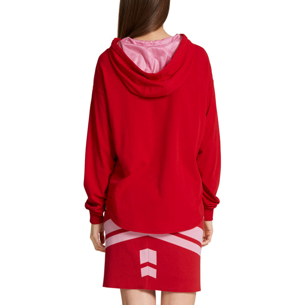 Sweater with hood and lettering