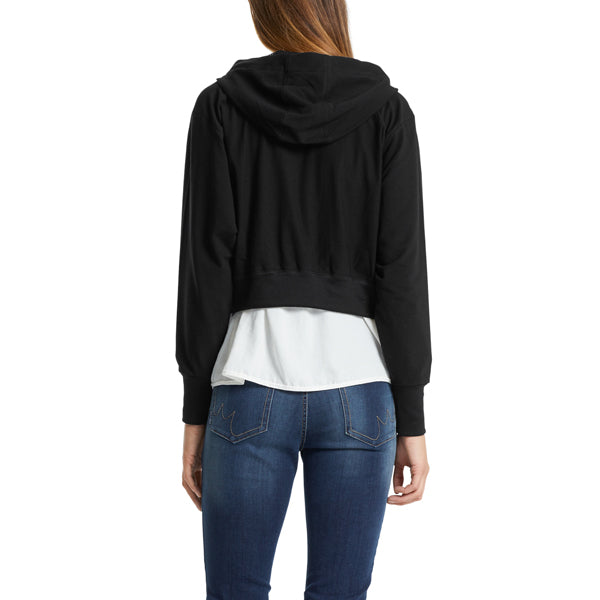 Cropped sweatshirt with hood and lettering