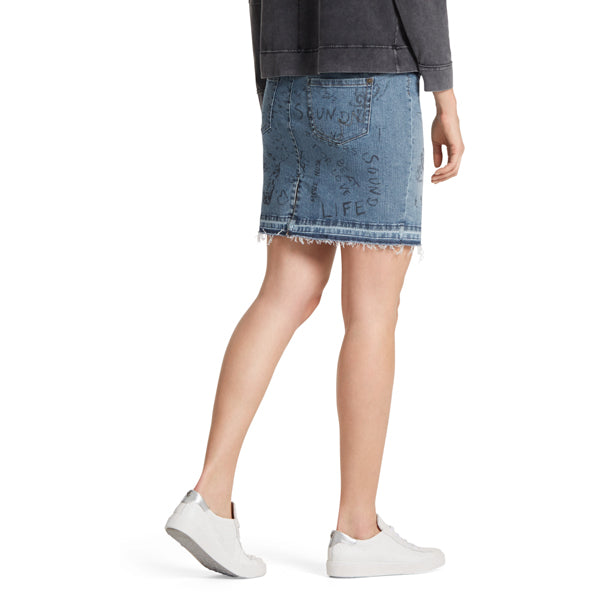 Skirt with applique and lettering