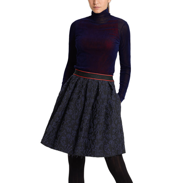 Jacquard skirt with fringes