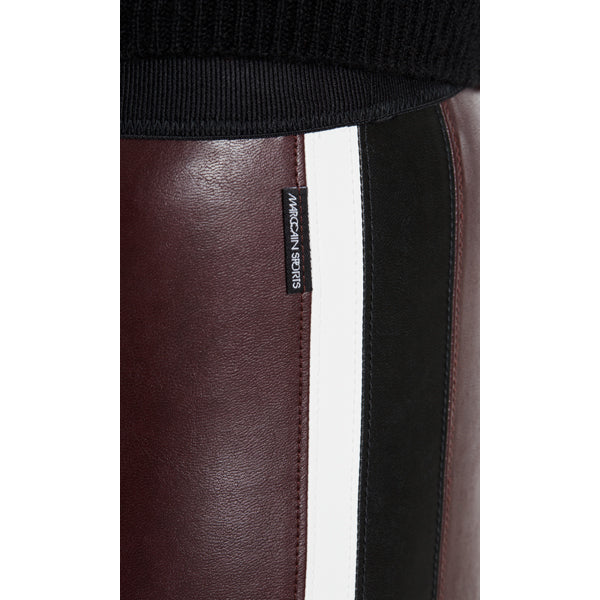 Fake leather leggings with stripes
