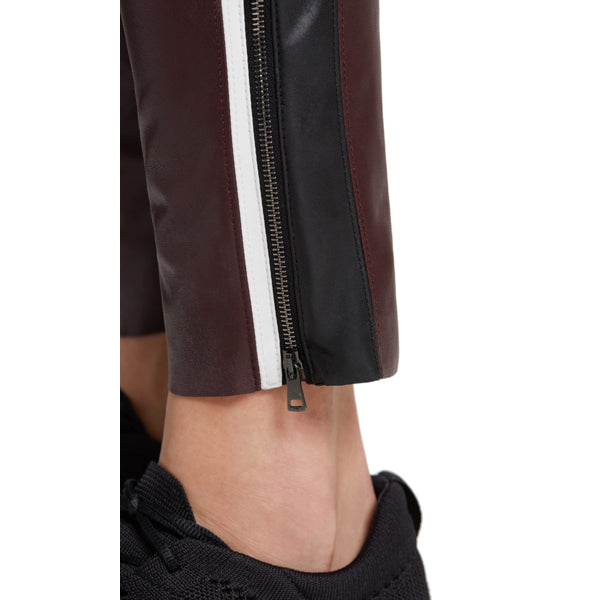 Fake leather leggings with stripes
