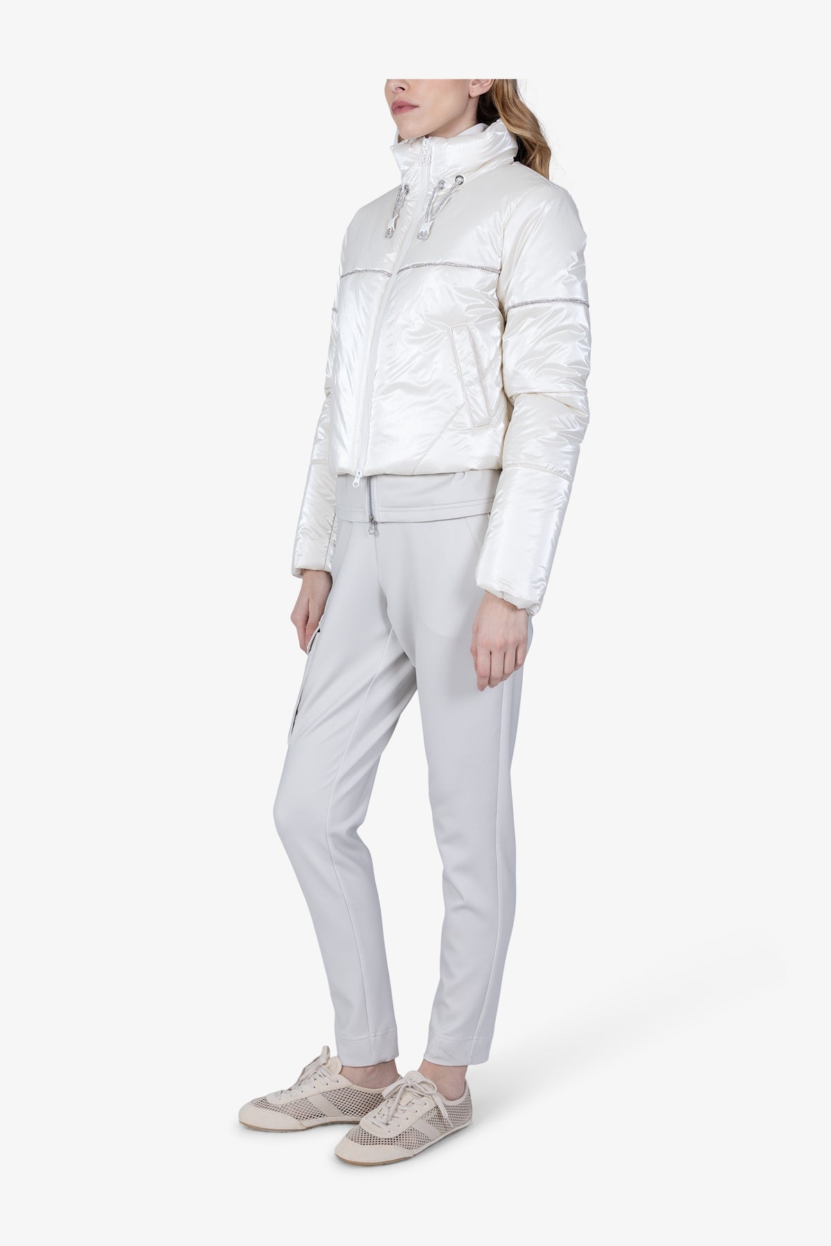 Outdoor Jacket with Rhinestone Piping