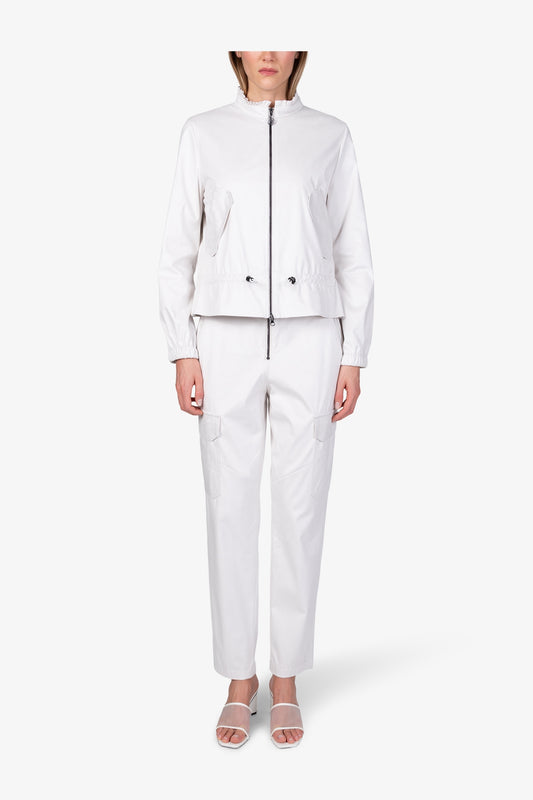 褶邊立領抽繩拉鏈夾克