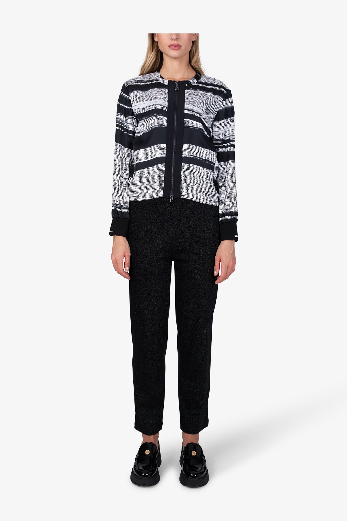 抽象印花拉鏈外套