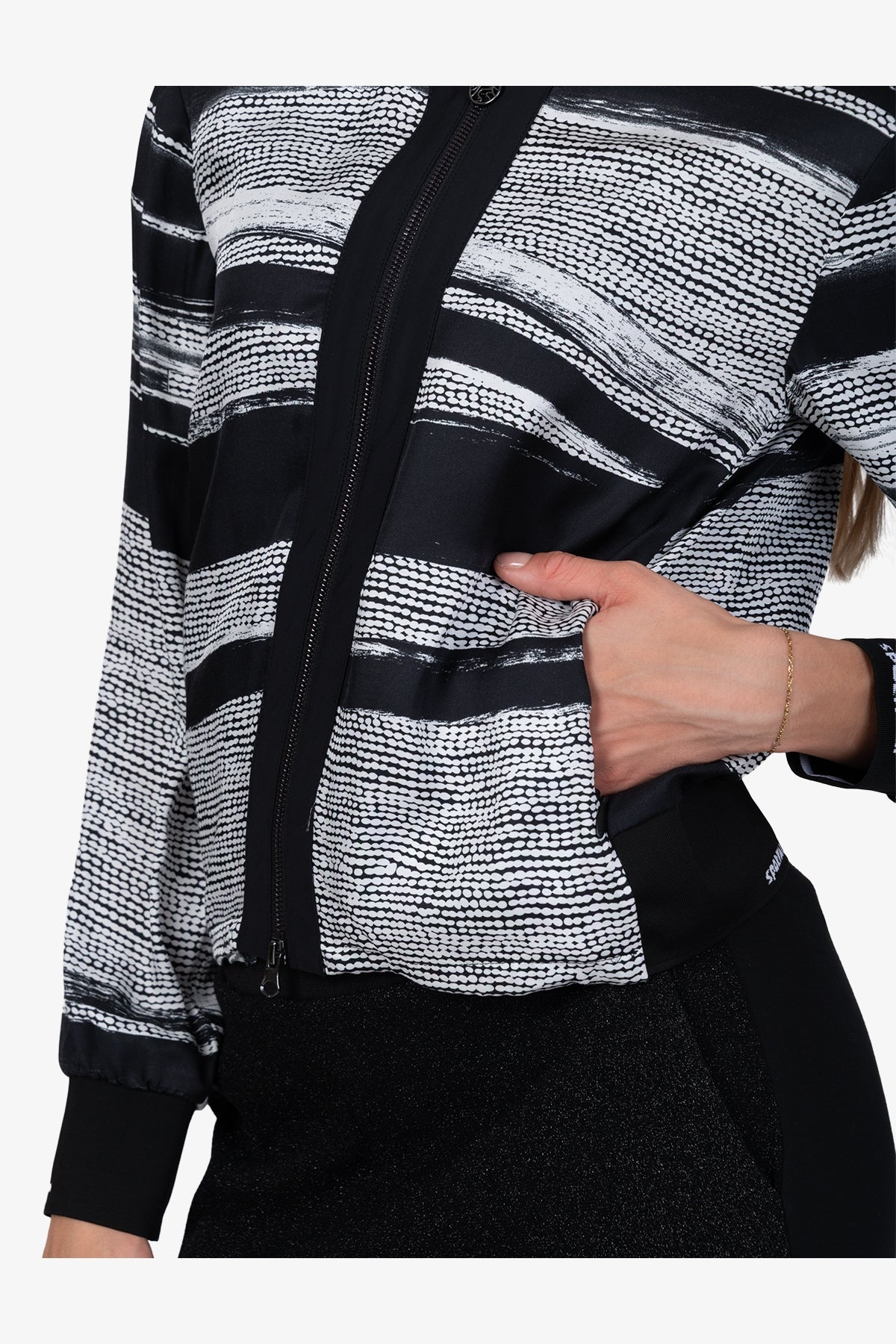 抽象印花拉鏈外套