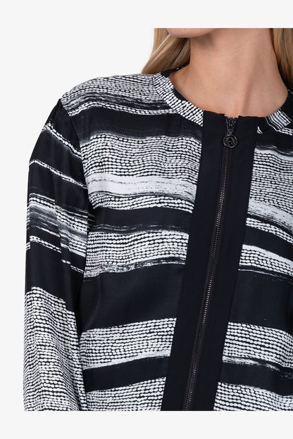 抽象印花拉鏈外套