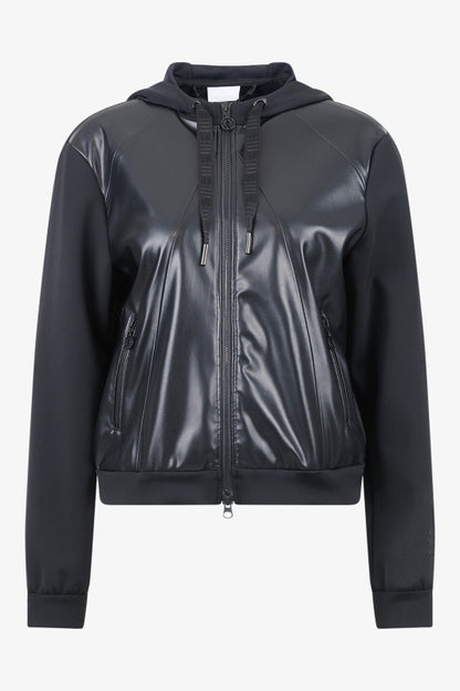 Faux Leather Hooded Jacket