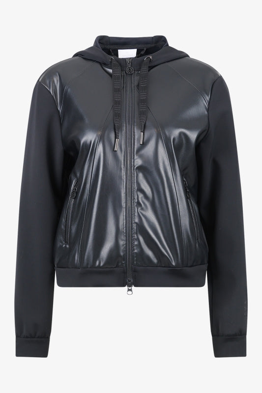 Faux Leather Hooded Jacket