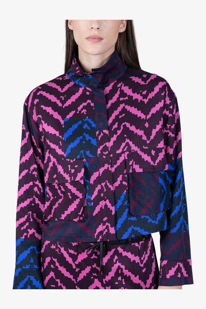 Cropped Jacket with Colourful Print