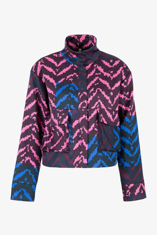 Cropped Jacket with Colourful Print