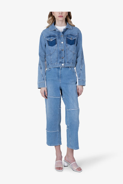 Denim Bomber Jacket with Cotton