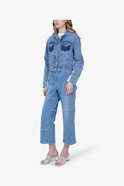 Denim Bomber Jacket with Cotton