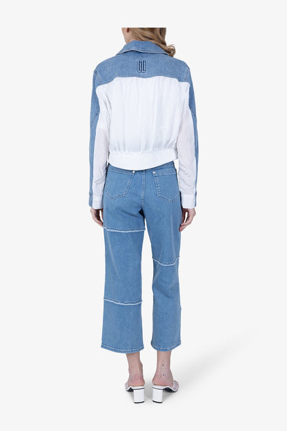 Denim Bomber Jacket with Cotton