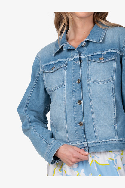 Denim Jeans Jacket with Rhinestone Motif