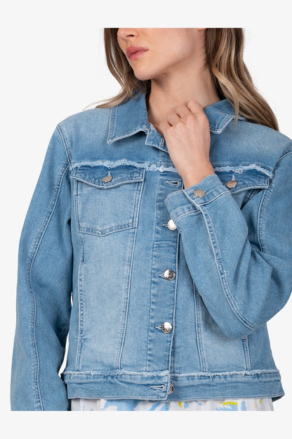 Denim Jeans Jacket with Rhinestone Motif