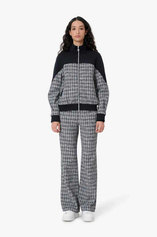 Indoor jacket in bouclé material mix