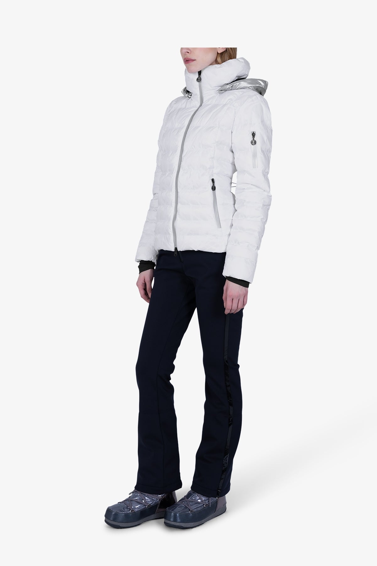 連帽立領提花羽絨夾克