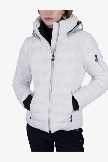 連帽立領提花羽絨夾克