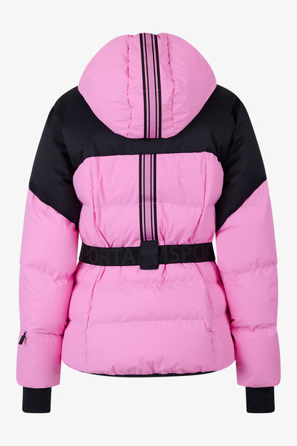 抽繩連帽撞色拼接羽絨滑雪夾克