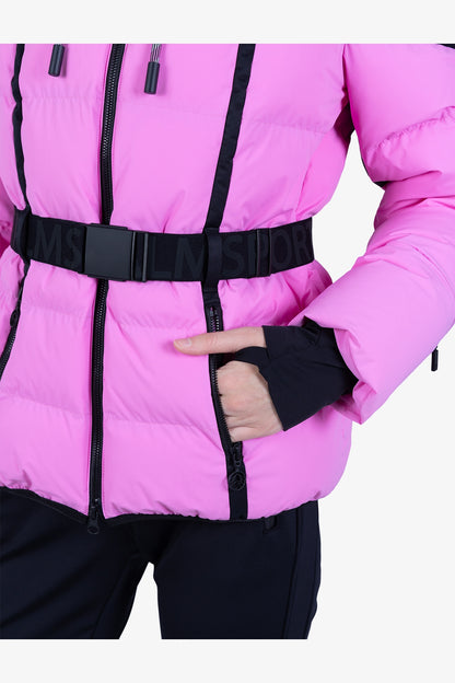 抽繩連帽撞色拼接羽絨滑雪夾克