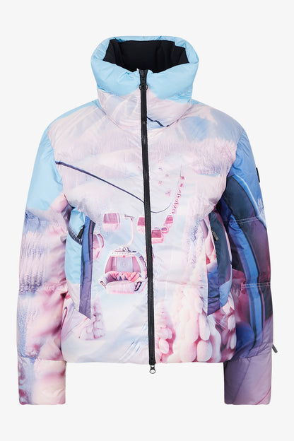 高領印花羽絨服