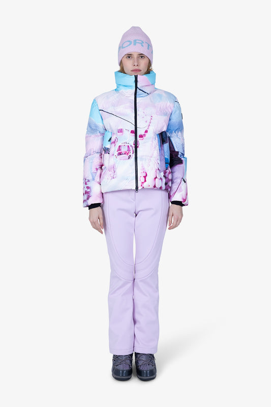 高領印花羽絨服