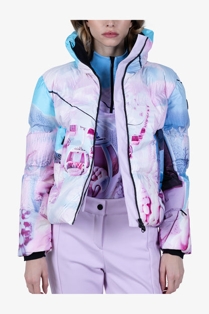 高領印花羽絨服