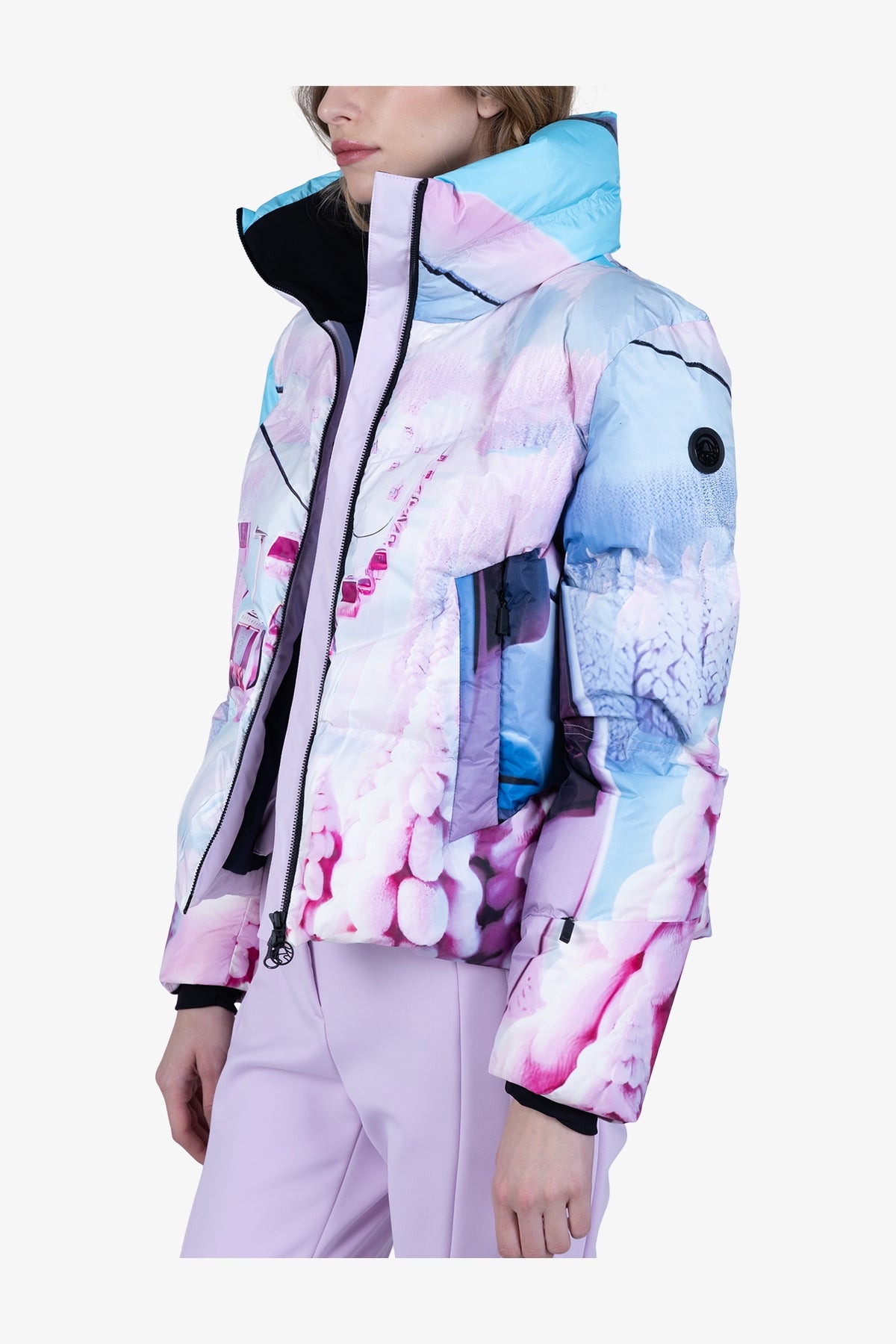 高領印花羽絨服