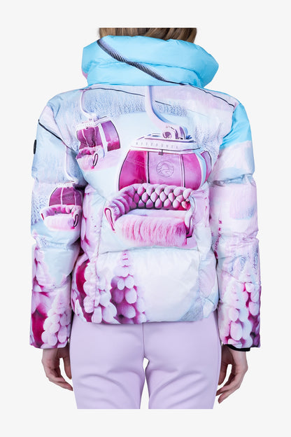 高領印花羽絨服