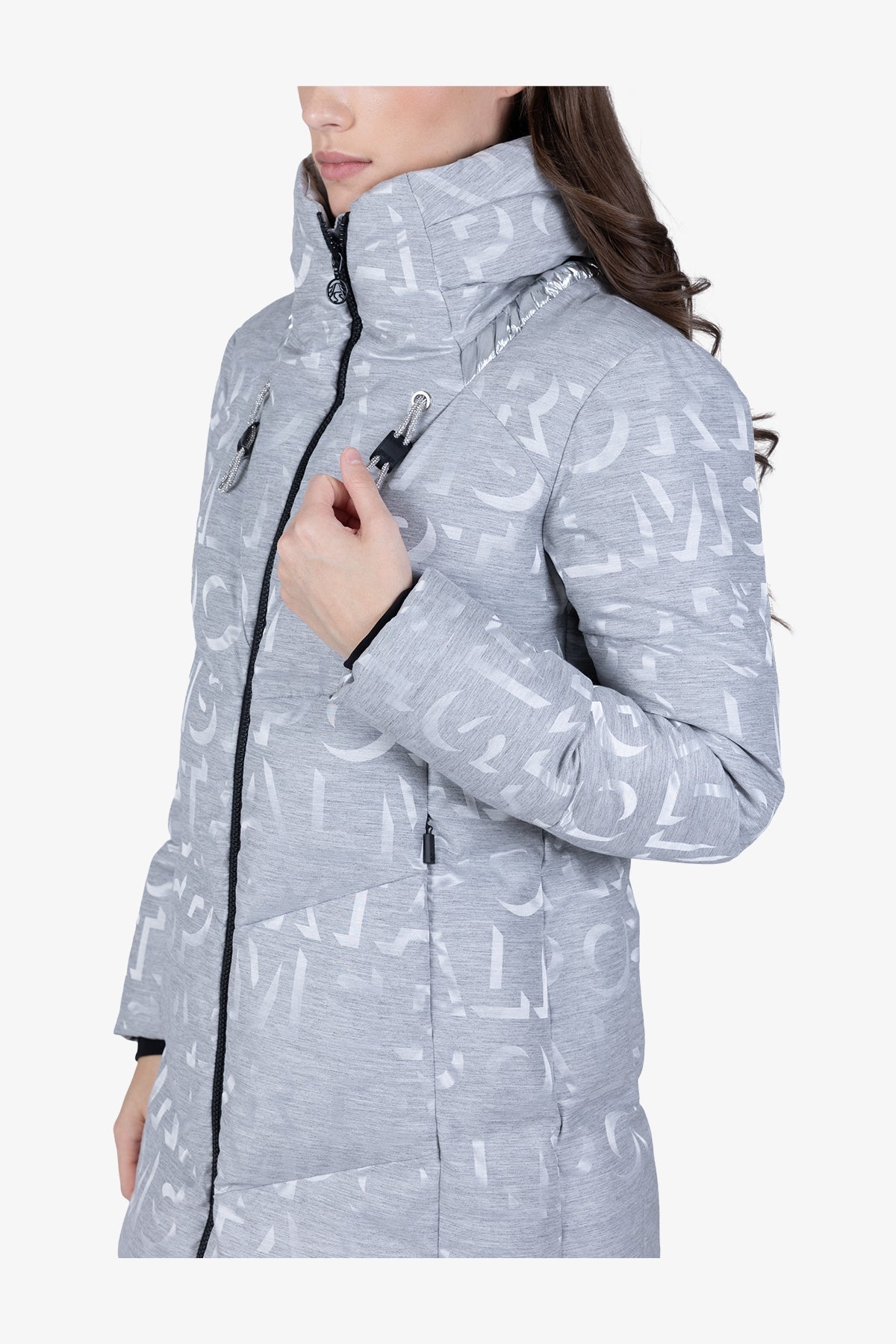 Down Coat in Jacquard Design