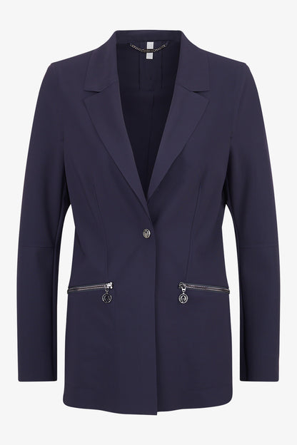 Long Blazer with Lapel Collar