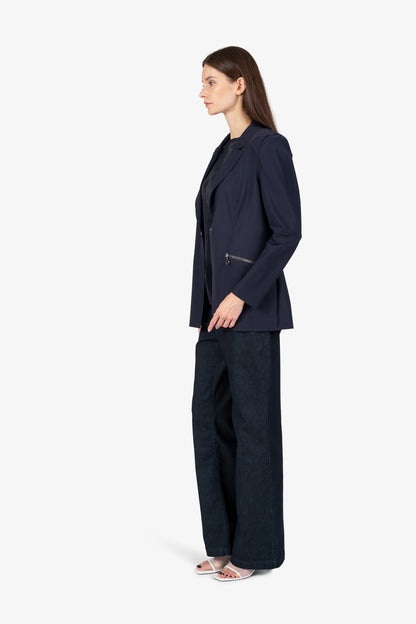Long Blazer with Lapel Collar