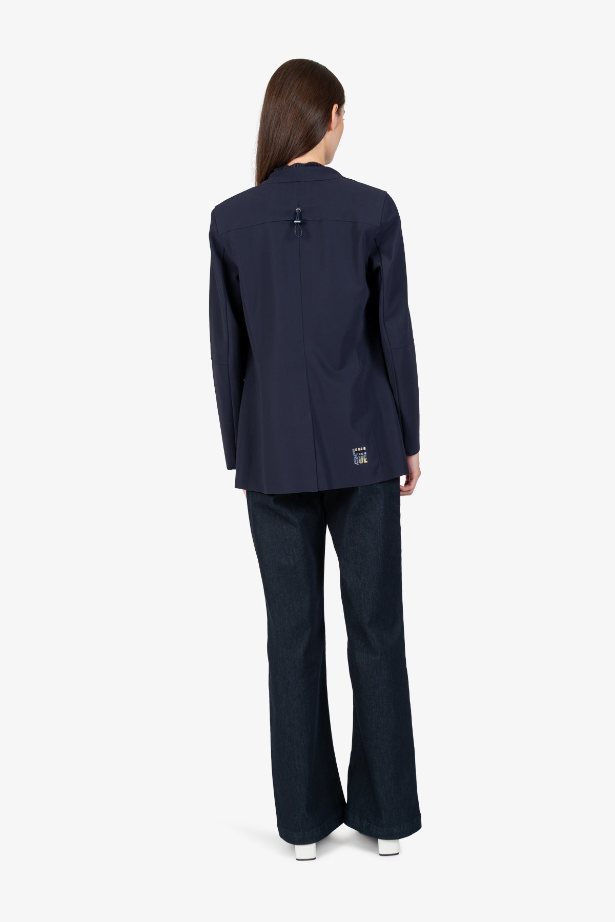 Long Blazer with Lapel Collar