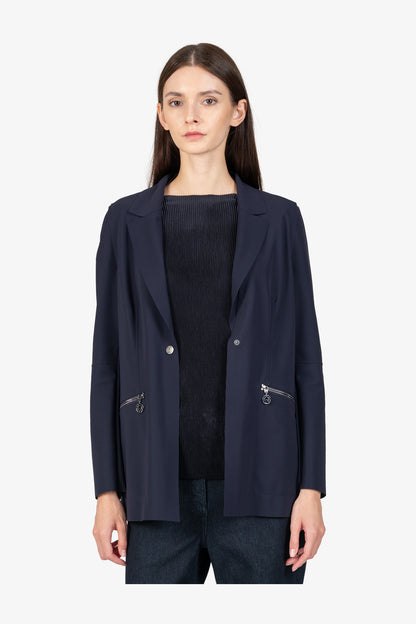 Long Blazer with Lapel Collar
