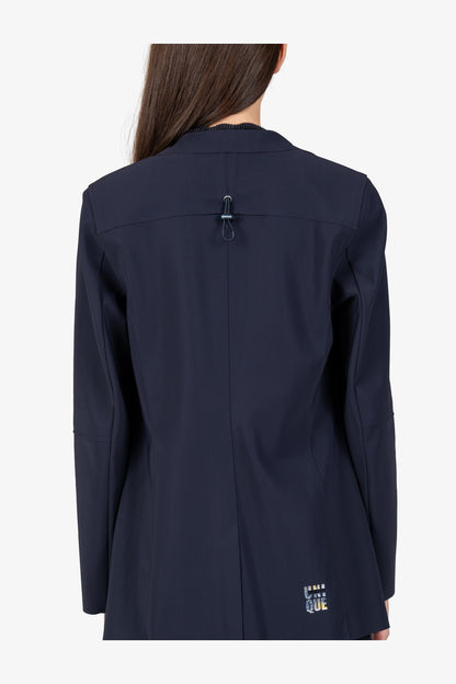 Long Blazer with Lapel Collar