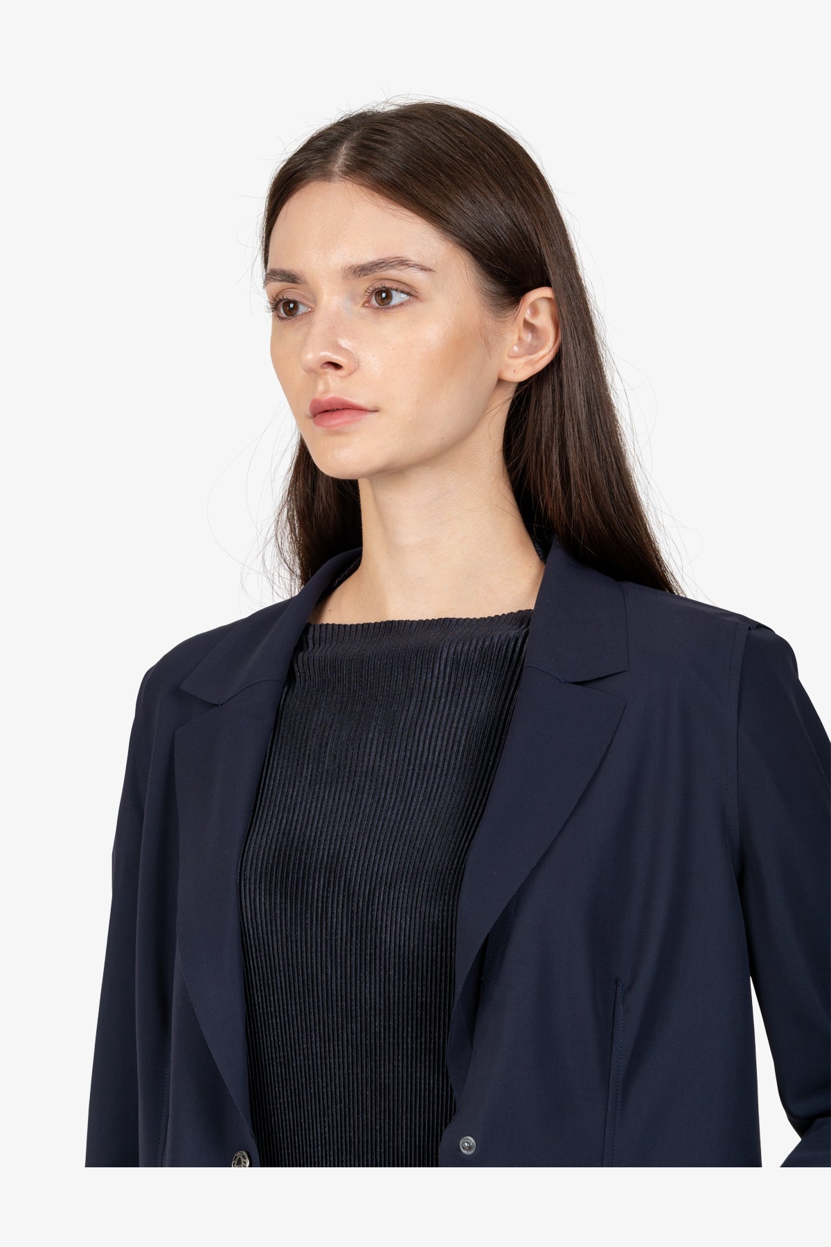 Long Blazer with Lapel Collar