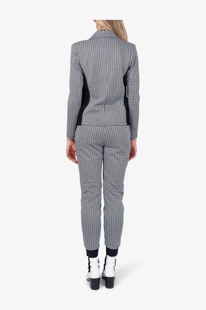 提花翻領拉鏈西裝外套