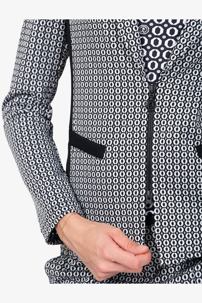 提花翻領拉鏈西裝外套