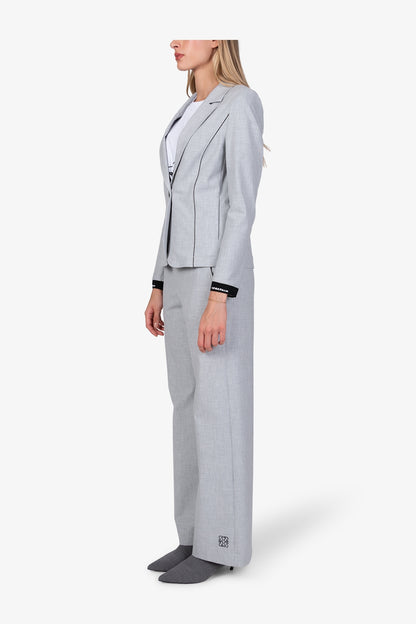 Logo印字袖口翻領西裝外套